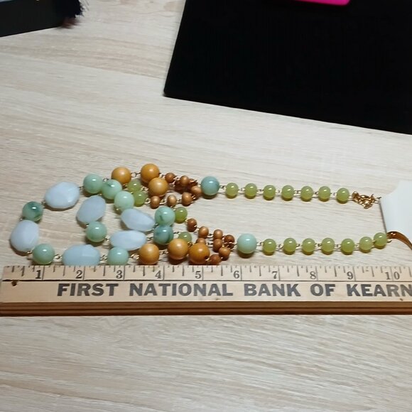 NWT Sonoma Life+Style Chunky Green Blue Beaded Layered Necklace Jewelry #90 - Picture 3 of 9